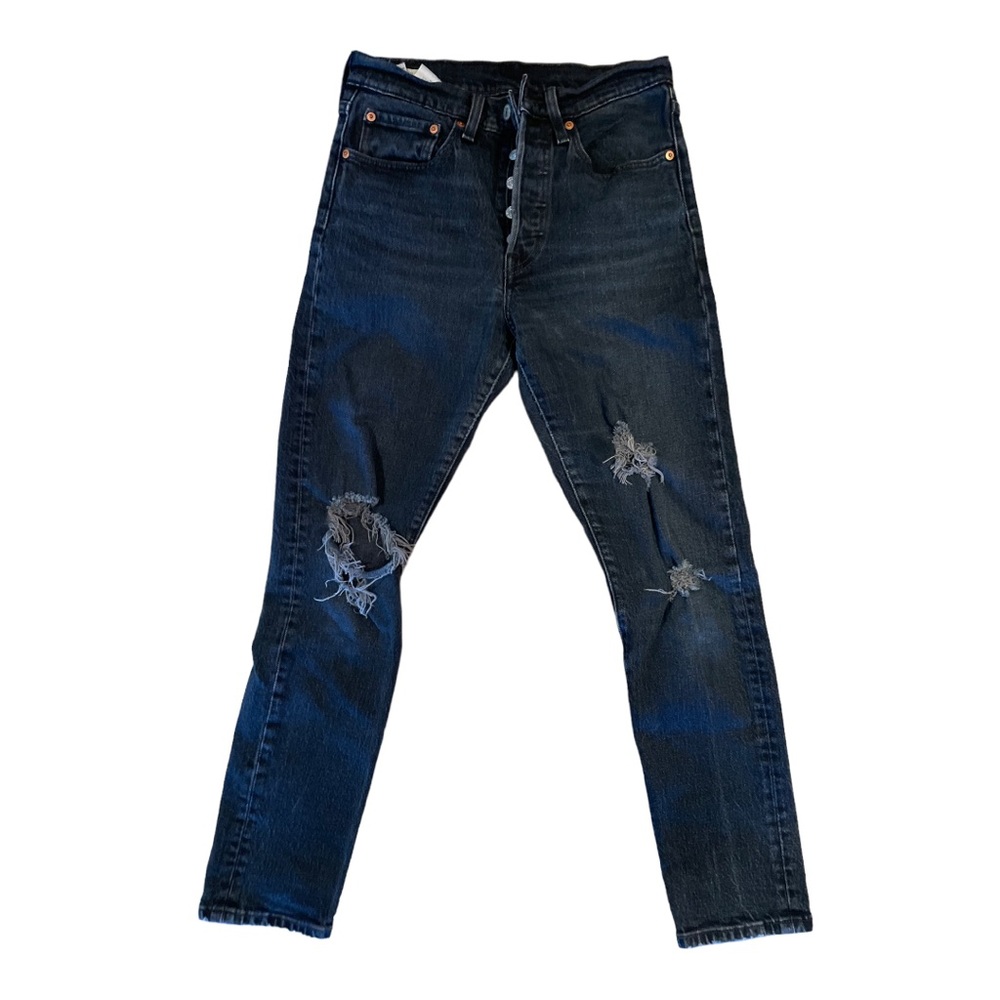 501 Black Denim Ripped Levi Jeans